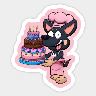 Chihuahua Dog With Birthday Cake Sticker